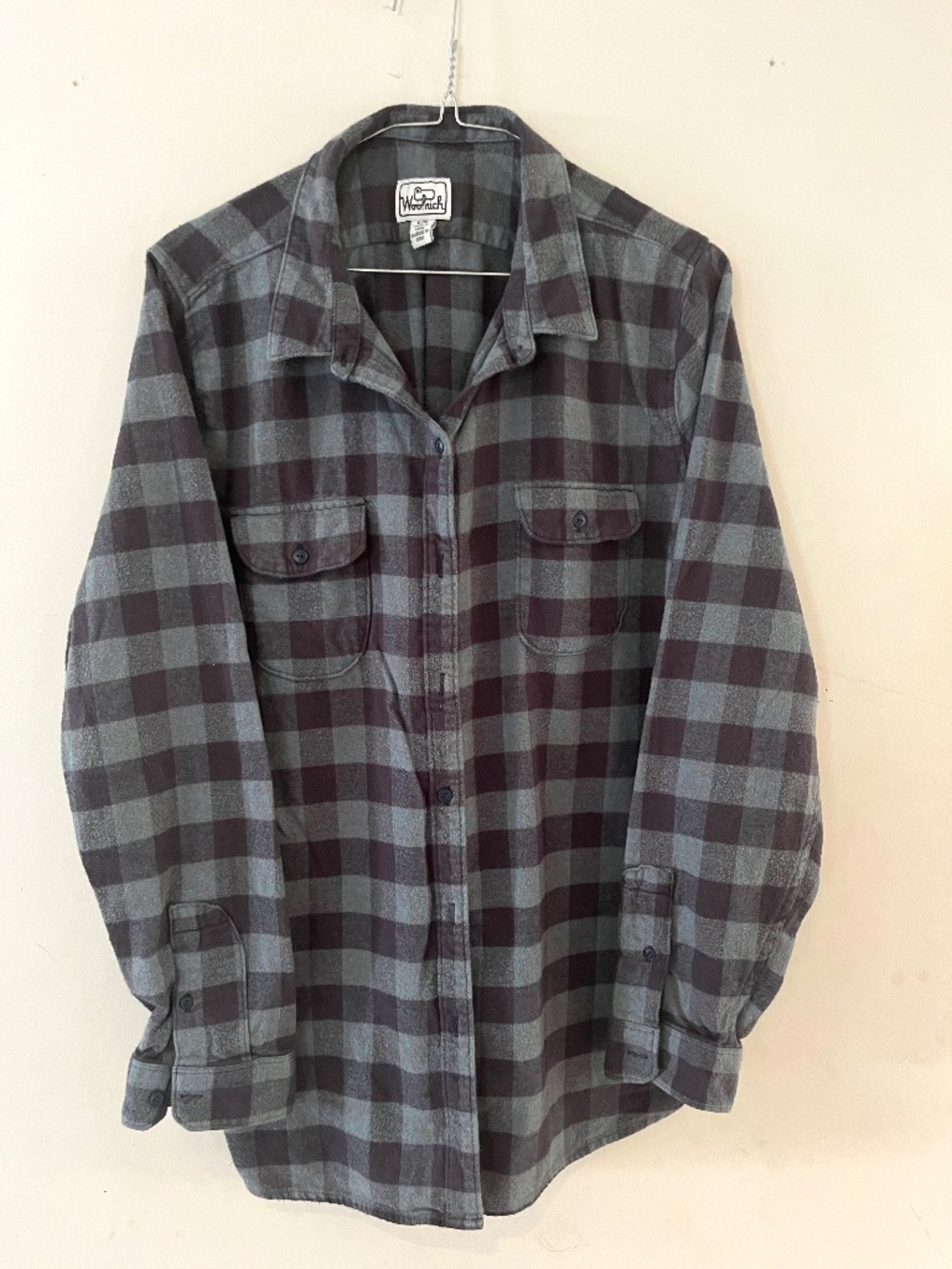 Vintage Woolrich Flannel Shirt, Women’s XL, blue/gray
